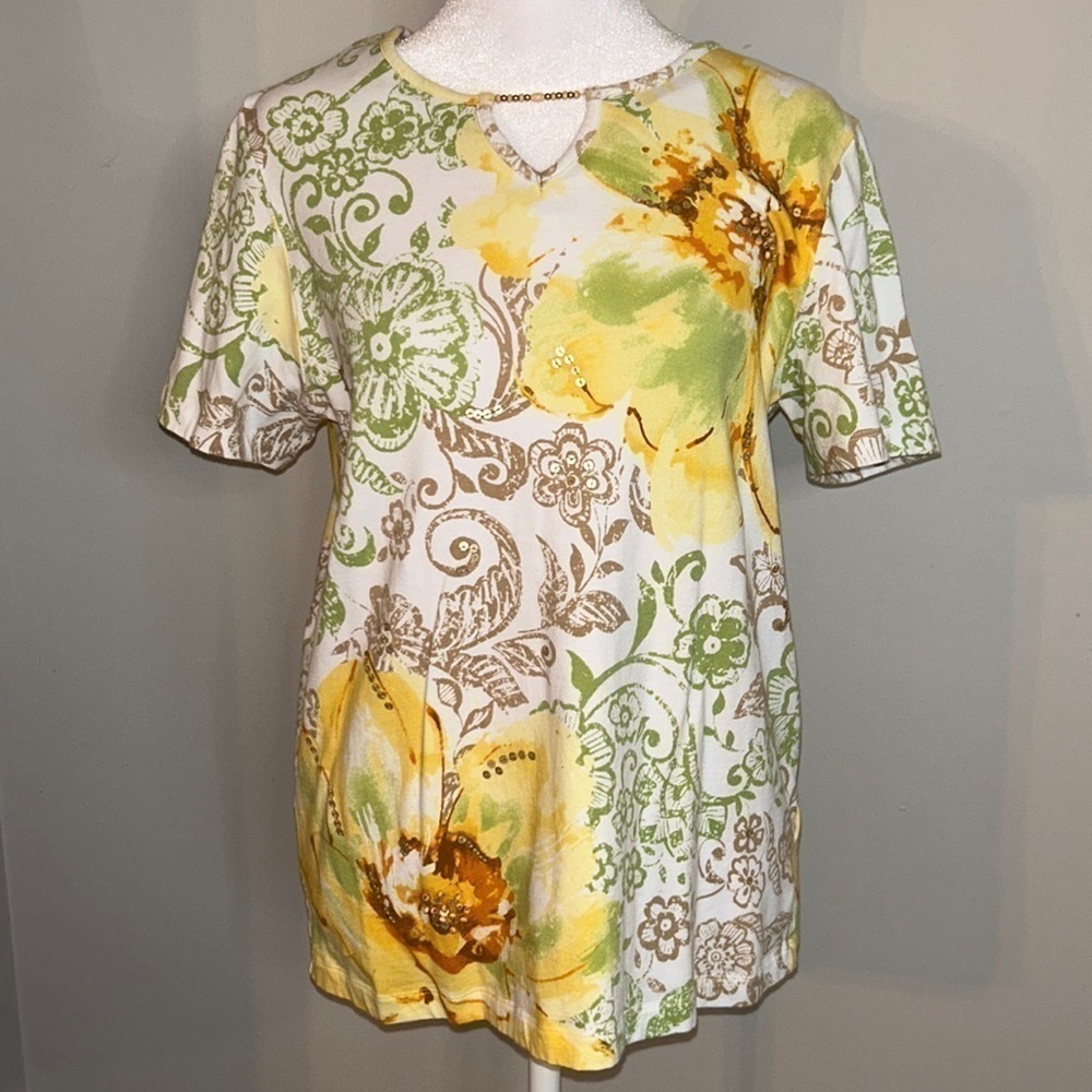 Alfred Dunner Summer Floral Top Size Small